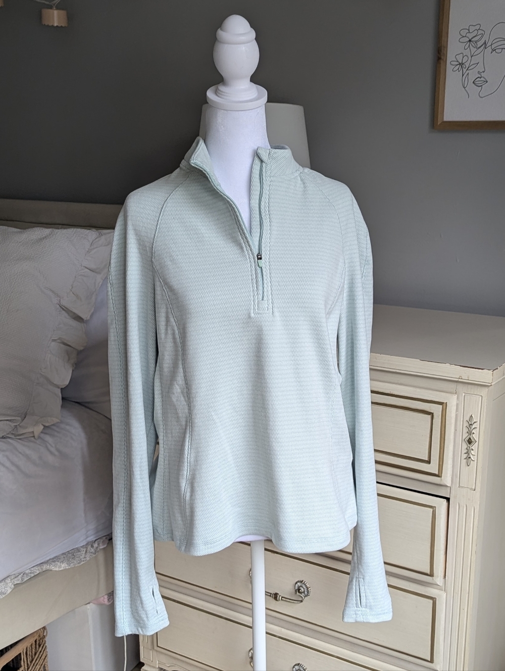 Light Mint Quarter-Zip Women's Large Top, Avalanche